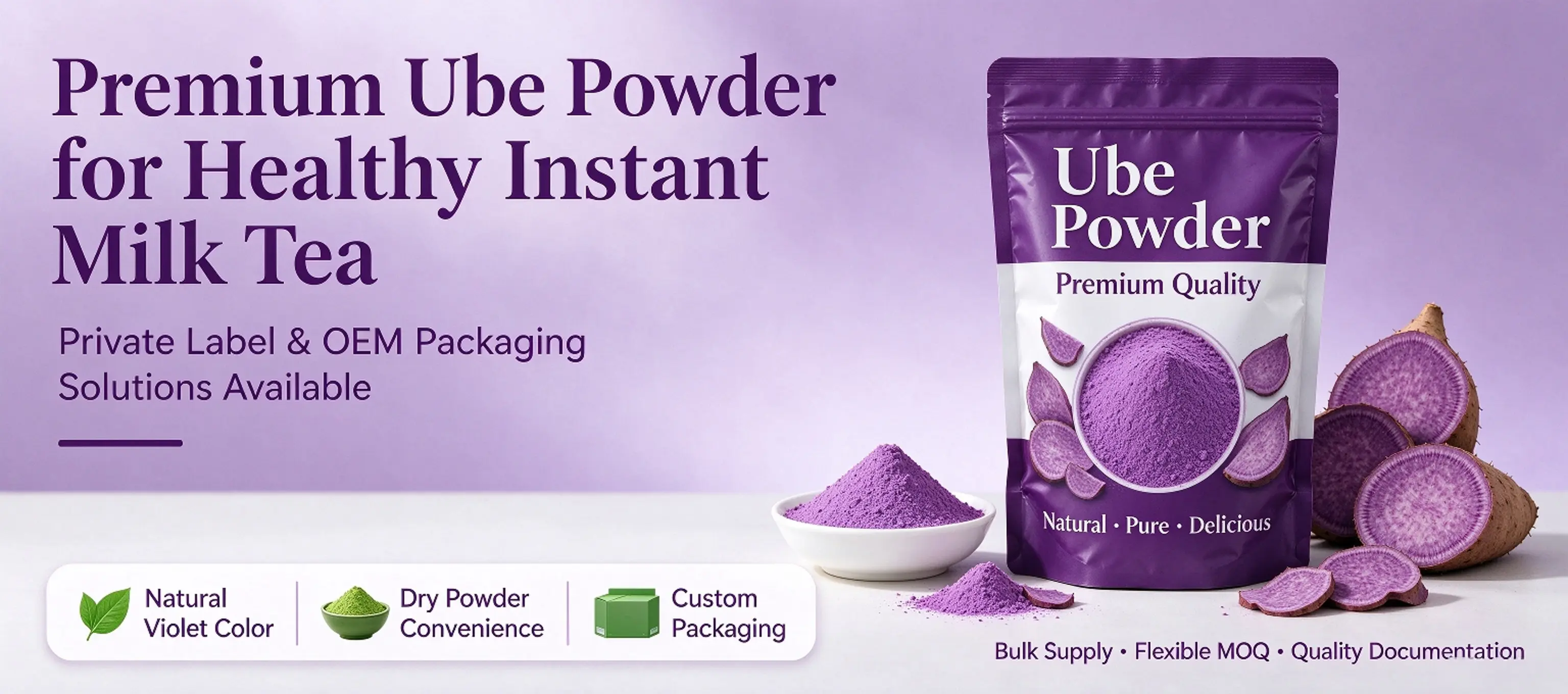 OEM Formulas Using Ube Powder for Healthy Instant Milk Tea Products插图 dehydrated ube powder